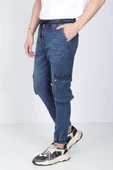 Erkek Koyu Mavi Kargo Cepli Jogger Pantolon - 2