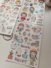 Kawaii Kız Tema Etiket Sticker Set - 2