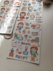 Kawaii Kız Tema Etiket Sticker Set - 3