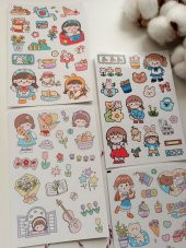 Kawaii Kız Tema Etiket Sticker Set - 4
