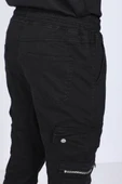Erkek Siyah Kargo Cepli Jogger Pantolon - 5