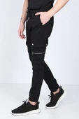 Erkek Siyah Kargo Cepli Jogger Pantolon - 2