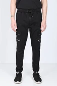 Erkek Siyah Kargo Cepli Jogger Pantolon - 1