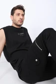 Erkek Siyah Kargo Cepli Jogger Pantolon - 4