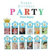 H.BIRTHDAY PHOTO BANNER 12 AY YAŞ GÜNÜ MAVİ - 1