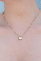 316L Çelik Gold Renk Kalp Figür Kadın Kolye thumbnail 2