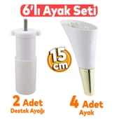 Clara 6'lı Set Mobilya Koltuk Kanepe Baza Yatak Tv Ünite Destek Ayağı 15 Cm Ayakları Krem Gold thumbnail 1
