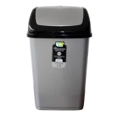 Polytime Sallanır Kapak Ofis Banyo Mutfak Bahçe Çöp Kutusu Kovası / 2,5 Litre / Gri / 24x12x16 Cm. thumbnail 1
