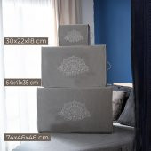 CUTY HOME OK HOME EV TEKSTİL BASKILI GRİ HURÇ 3LÜ SET - 4