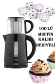 Hediyeli Siyah Optimal Plus Elektrikli Çay Makinesi 100lü Muffin Kalıbı Anneler Günü Özel - 1