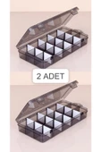 Füme 2 Adet 15 Bölmeli Kolye Yüzük Kapaklı Takı Kutusu Dikiş Kutusu Organizer Düzenleyici Kutu - 1