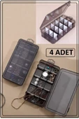 Füme 4 Adet 15 Bölmeli Kolye Yüzük Kapaklı Takı Kutusu Dikiş Kutusu Organizer Düzenleyici Kutu - 1
