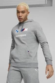Puma BMW MMS ESS Hoodie Fleece Erkek Sweatshirt Gri S-XXL - 4