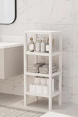 Ombeg Dekoratif 4 Katlı Plastik Çok Amaçlı Banyo Düzenleyici Saksılık Kitaplık Beyaz - 3