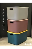 3 Adet Mix 21 Lt Storage Çok Amaçlı Dolap Içi Düzenleyici Kutu - Oyuncak Ve Çamaşır Sepeti - 2