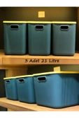 3 Adet 21 Lt Storage Yeşil Çok Amaçlı Dolap Içi Düzenleyici Kutu - Oyuncak Ve Çamaşır Sepeti thumbnail 4