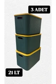 3 Adet 21 Lt Storage Yeşil Çok Amaçlı Dolap Içi Düzenleyici Kutu - Oyuncak Ve Çamaşır Sepeti thumbnail 1