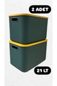 2 Adet 21 Lt Storage Yeşil Çok Amaçlı Dolap Içi Düzenleyici Kutu - Oyuncak Ve Çamaşır Sepeti - 1