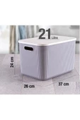 2 Adet 21 Lt Storage Gri Çok Amaçlı Dolap Içi Düzenleyici Kutu - Oyuncak Ve Çamaşır Sepeti - 3