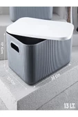 3 Adet Mix 13 Litre Storage Dolap Düzenleyici Kapaklı Kutu - Kıyafet Çorap Saklama Kutusu thumbnail 3