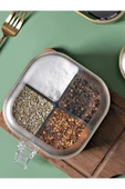 4 Kaşıklı Kapaklı Masa Üstü Baharatlık 4 Bölmeli Baharat Kutusu ( Restoran Ve Kafe Kullanıma Uygun) - 6