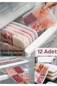 12 Adet 4 Bölmeli Öğünlük Et Sebze Mini Saklama Kabı Dondurulmuş Kıyma Tavuk Buzluk Organizer - 1