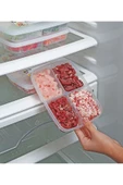12 Adet 4 Bölmeli Öğünlük Et Sebze Mini Saklama Kabı Dondurulmuş Kıyma Tavuk Buzluk Organizer - 4