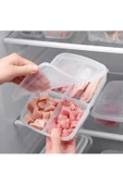 24 Adet 4 Bölmeli Öğünlük Et Sebze Mini Saklama Kabı Buzluk Kıyma Organizer Düzenleyici - 4