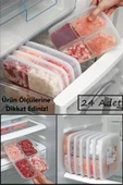24 Adet 4 Bölmeli Öğünlük Et Sebze Mini Saklama Kabı Buzluk Kıyma Organizer Düzenleyici - 1