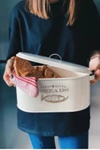 Beyaz Metal Ekmeklik Dekoratif Kapaklı Kutu Desenli Metal Ekmek Saklama Kabı Bread - 3