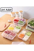 Large 24 Adet 4 Bölmeli Öğünlük Saklama Kabı - Dondurulmuş Et Sebze Buzdolabı Düzenleyici thumbnail 2