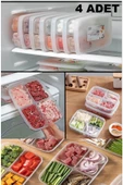 4 Adet Dondurulmuş 4 Bölmeli Öğünlük Et Ve Sebze Saklama Kabı - Buzluk Kıyma Organizeri thumbnail 2