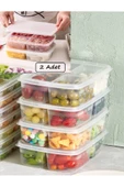 Large 2 Adet 4 Bölmeli Öğünlük Kıyma Sebze Et Suyu Saklama Kabı Porsiyonluk Organizer - 1
