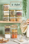 6 Adet Saplı Erzak Saklama Kabı 2.5 Lt - Mutfak Düzenleyici Bakliyat Kutusu thumbnail 1