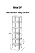 Shelf Piramit 6 Lı Raf Ünitesi Siyah Çiçeklik Banyo Mutfak Rafı Ayakkabılık Kitaplık Organizer - 6