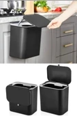 Siyah Fonksiyonel Kapaklı Banyo Ve Mutfak Tezgahüstü Çöp Kovası - 5