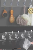 1 Adet Kendinden Yapışkanlı Güçlü Şeffaf 5li Askılık - Kapı Arkası Mutfak Duvar Banyo - 3