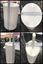 Moblen Beyaz Yuvarlak Banyo Seti 5'li Set Çöp Kovası Diş Fırçalık Sıvı Sabunluk - 3
