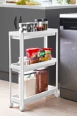 Tekerlekli 4 Katlı Ve 3 Katlı Birlikte Raf Ünitesi Organizer Seti- Banyo Mutfak Düzenleyici - 4