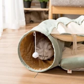Çok İşlevli Katlanabilir Kedi Tünel Yatak Yeşil - 5