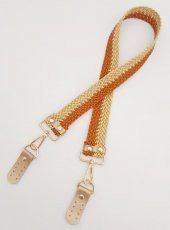 Angel Çanta Aksesuar Gold Taba Renk Böceli Deri Hasır Örgü Çanta Sapı Light Gold Metalli thumbnail 3