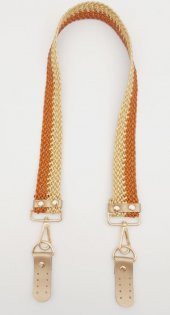 Angel Çanta Aksesuar Gold Taba Renk Böceli Deri Hasır Örgü Çanta Sapı Light Gold Metalli thumbnail 4