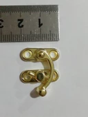 KÜÇÜK YAY GÖZÜ KANCALI KİLİT 2 ADET KUTU SANDIK VE KAPAK KLİPSİ VİDALI 20X24 MM SARI - 3