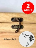 KÜÇÜK YAY GÖZÜ KANCALI KİLİT 2 ADET KUTU SANDIK VE KAPAK KLİPSİ VİDALI 20X24 MM OKSİT thumbnail 1