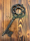 Asya 19,7 cm büyük pirinç anahtar dekoratif vintage antik aksesuar - 1