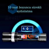 Profesyonel Şarjlı El Feneri Uzun Menzilli Zomlu Acil Durum Feneri Polis Feneri 1800 Lümen-110 - 3