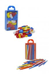 Sayı Sayma Seti 1 Paket Plastik Sayı Sayma Çubukları Ve Fasülyeleri 1. Sınıflar İçin Renkli Çubuk Fasulye - 1