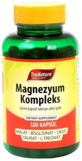 Trunature Magnezyum Kompleks 100 Kapsül Magnesium Complex Malat Bisglisinat Taurat Sitrat Oksit Kalsiyum L-Treonat - 1
