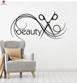 Dekorasyon Duvar Sticker Güzellik Saç Stilisti Salon Profesyonel Hizmet Makas Çıkartmalar - 1