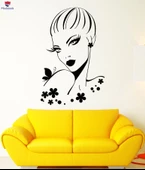 Dekorasyon Duvar Sticker Güzel Kadın Güzellik Kuaför Kız Makyaj Çıkartmalar Benzersiz Hediyelik - 1